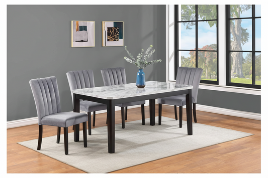 Pascal Black & White Faux Marble Dining Sets by Crown Mark