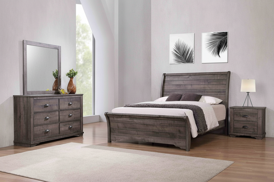 Coralee Dark Grey Sleigh Bedroom Suites