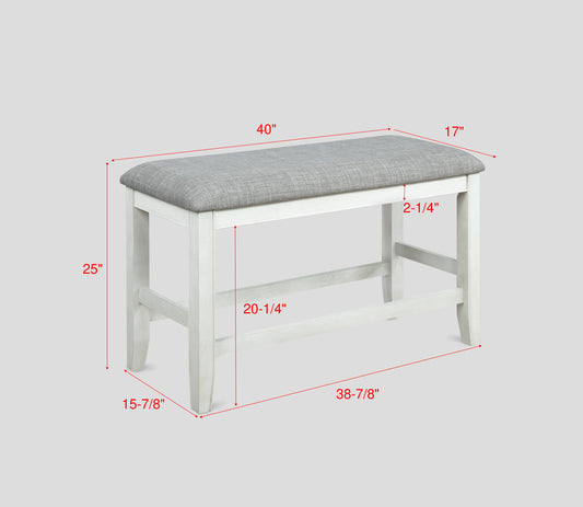 Fulton - Counter Height Bench - Chalk White