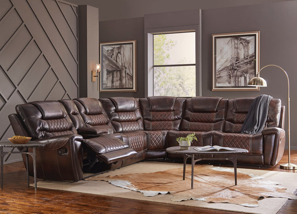 Brown & Tobacco 3 Piece Reclining Sectional