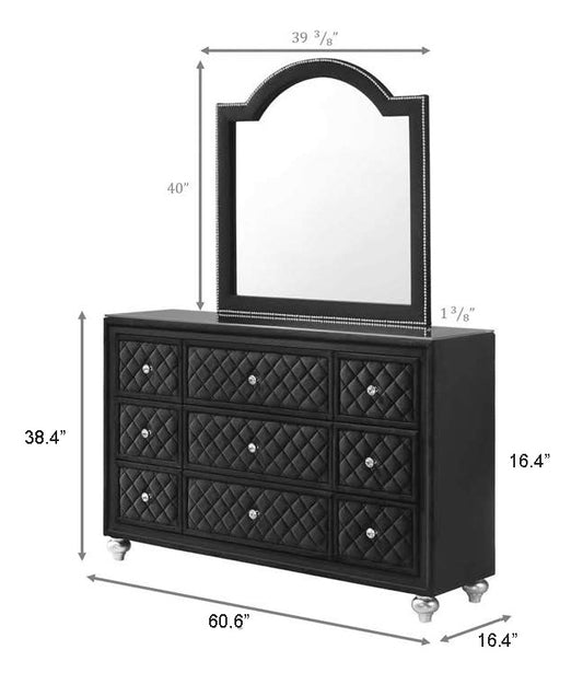 Cameo - Dresser & Mirror - Black