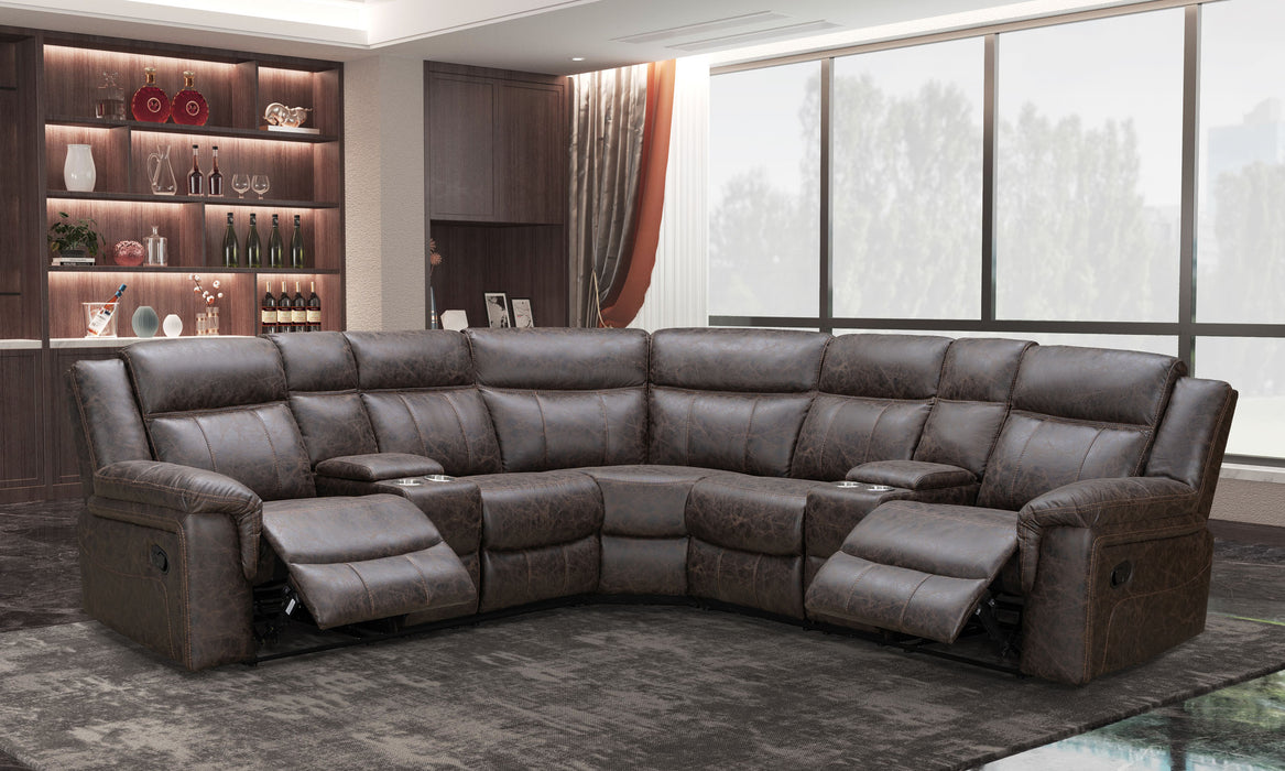 Saddle Brown 3 Pc Reclining Sectional Sofa