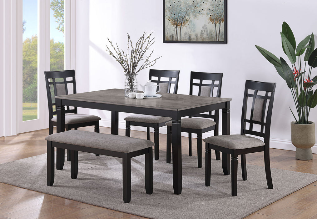Paige - 6 Piece Dinette Set With Bench - Dark Brown