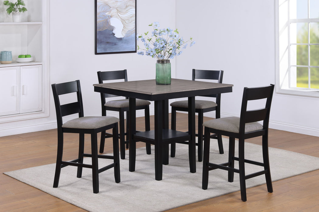 Lester - 5 Piece Counter Height Table Set - Charcoal / Gray