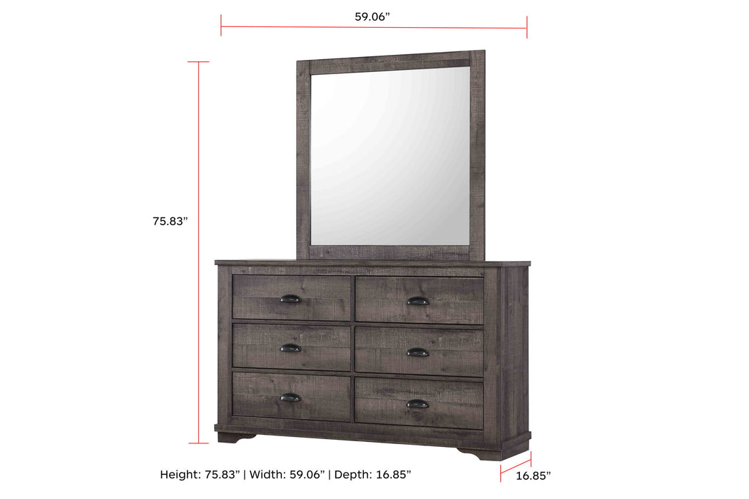 Coralee - Dresser & Mirror - Dark Gray