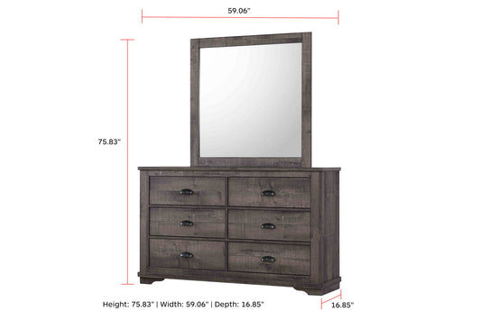 Coralee - Dresser & Mirror - Dark Gray