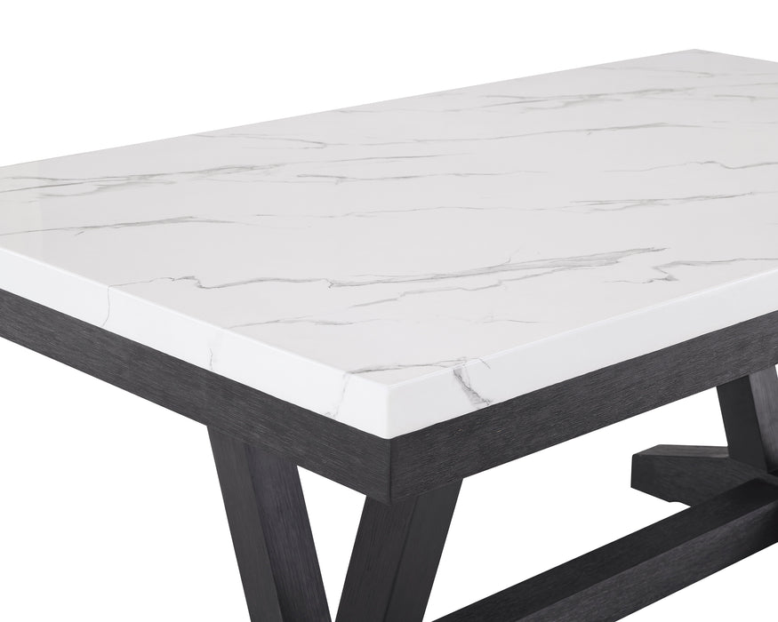 Varley - Genuine Marble Dining Table - Charcoal & White