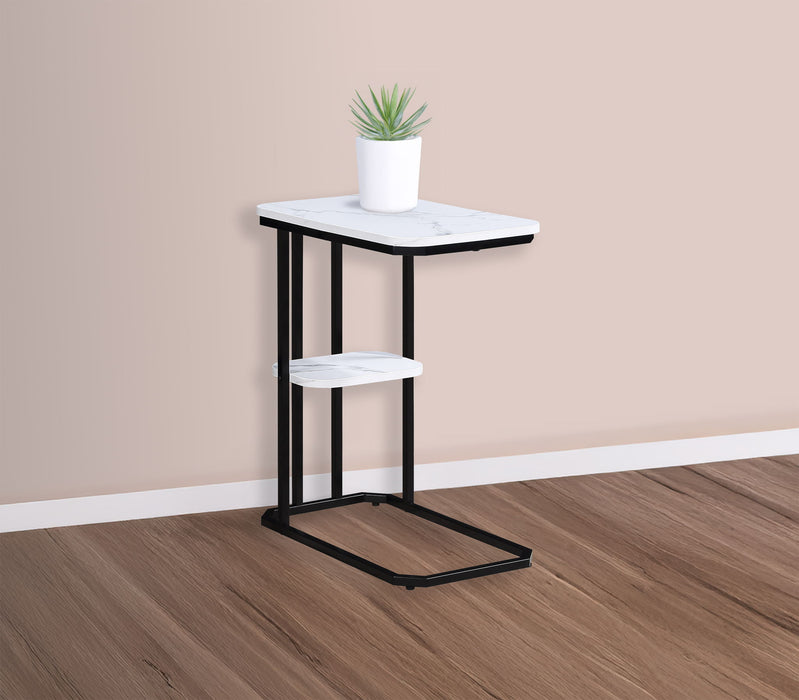 Ida - Faux Marble Chairside Table - Black / White