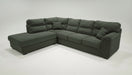 A Blue Corduroy High Back Sectional with a left-facing Chaise 