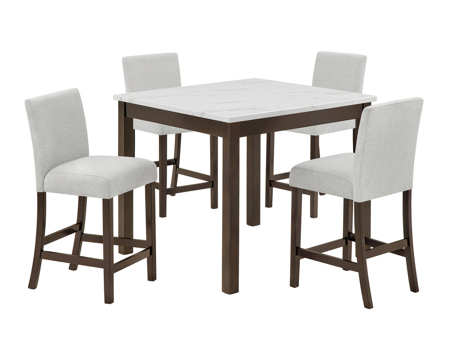 Lennon Brown & Marble with White 5Pc Counter Height Dining Set