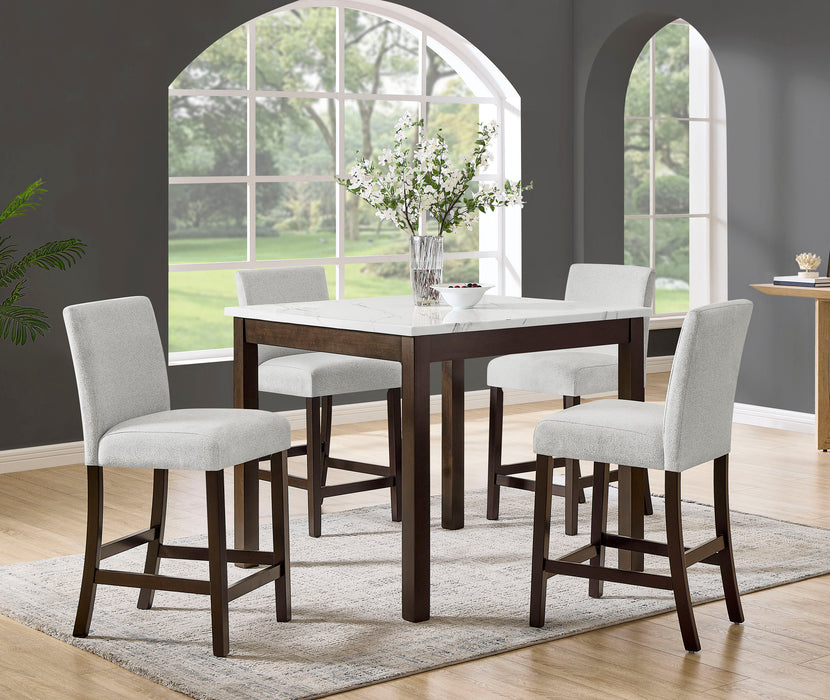 Lennon Brown & Marble with White 5Pc Counter Height Dining Set