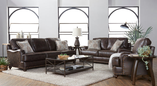 Ridgeline Brownie English Roll Arm Sofa and Loveseat Set