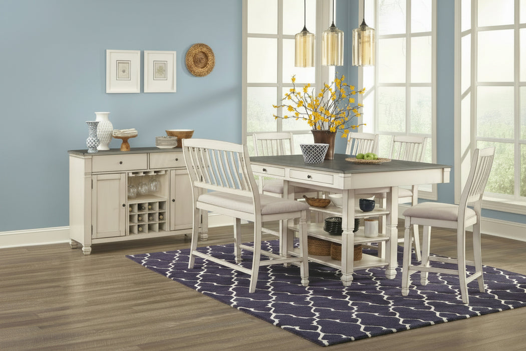 1735 6 Piece Counter Height Dining Set with Bench