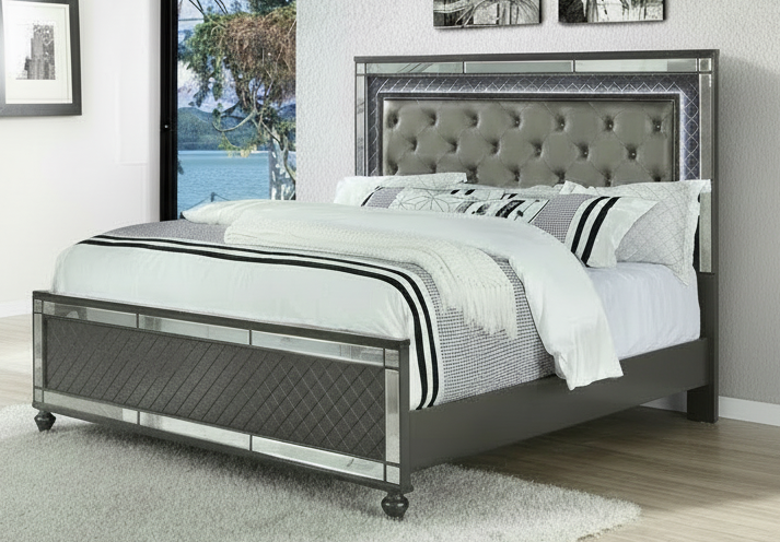 Refino Panel Bed In Gray