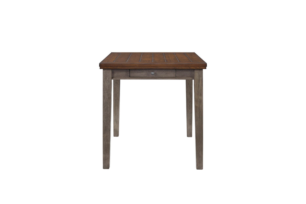 Will Dining - Counter Dining Table With 4 Drawers - Gray / Brown