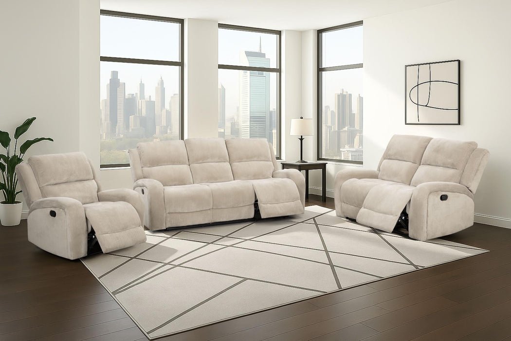 Beige Corduroy Manual Reclining Set