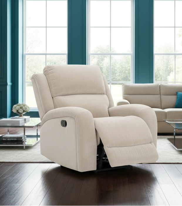 Beige Corduroy Manual Reclining Set