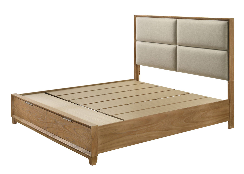 Florian - King Platform Storage Bed - Natural