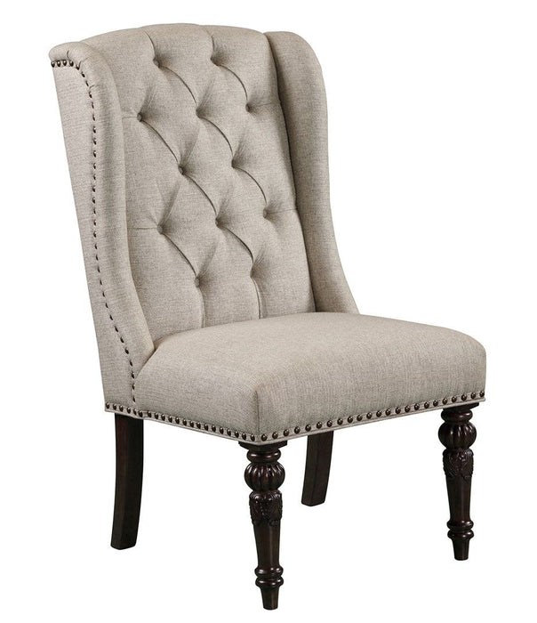 Coventry - Upholstered Wing Chair (Set of 2) - Mahogany / Pearl Silver