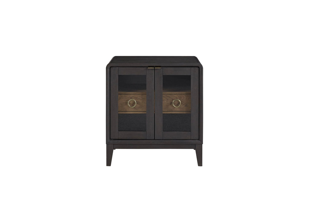 Elure - Glass Door Nightstand - Peppercorn