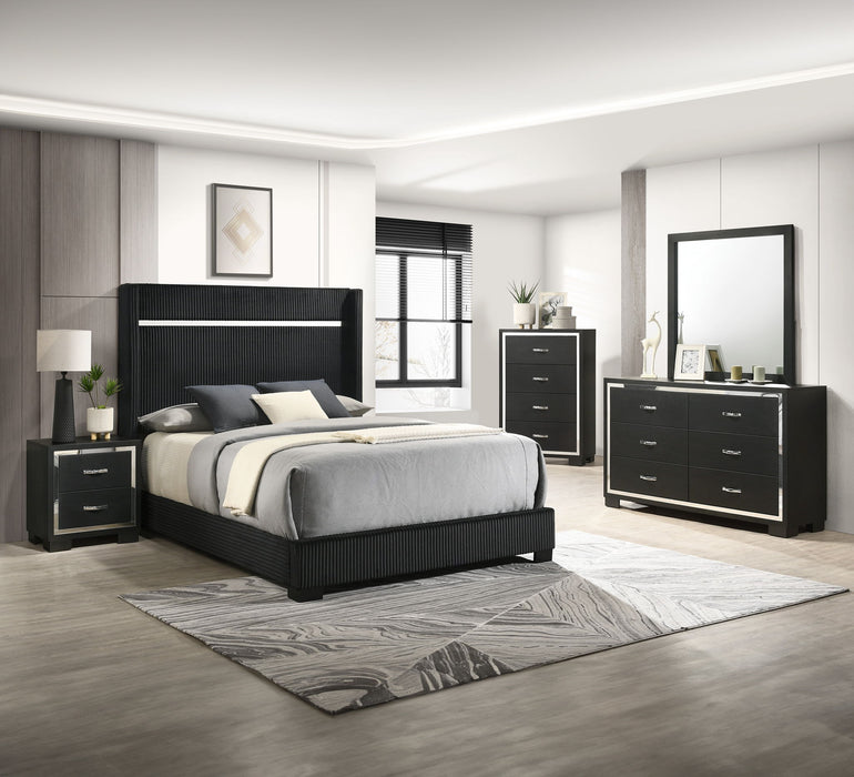 Gennro - Queen 5 Piece Bedroom Set - Black