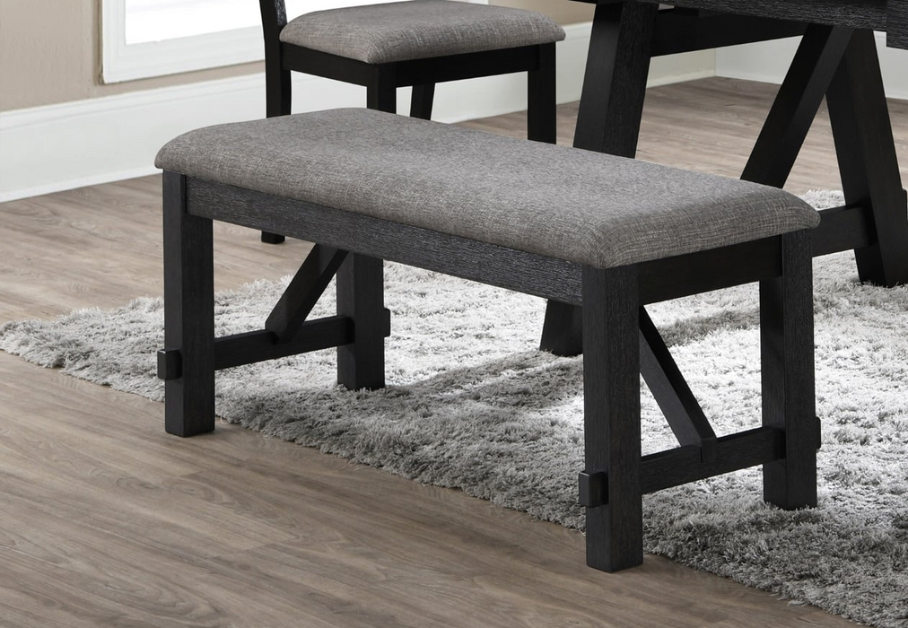 Maribelle Bench for Wheat Charcoal Set, Charcoal and Gray