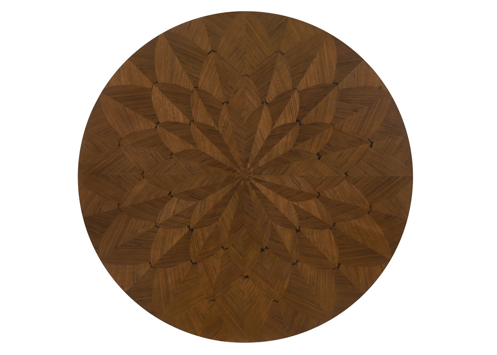Shari 5Pc Round Dining Set with Veneer Inlay Pattern Top