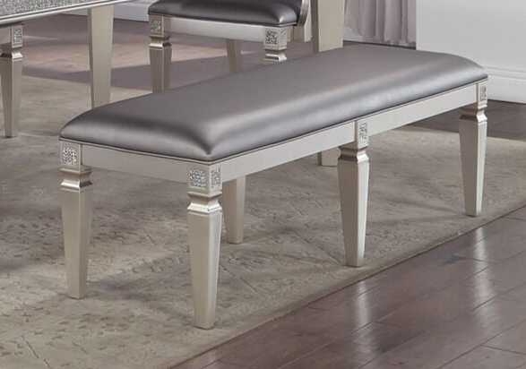 Klina Glam Dining Bench In Light Gray
