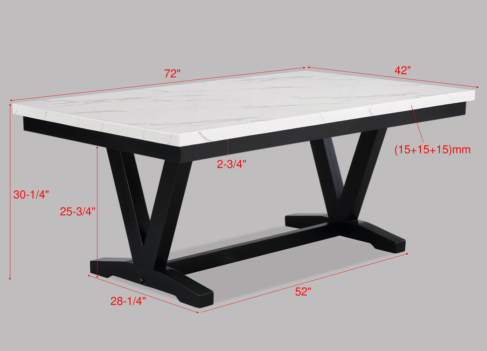 Tanner - Dining Table, Faux Carrara Marble - White / Black