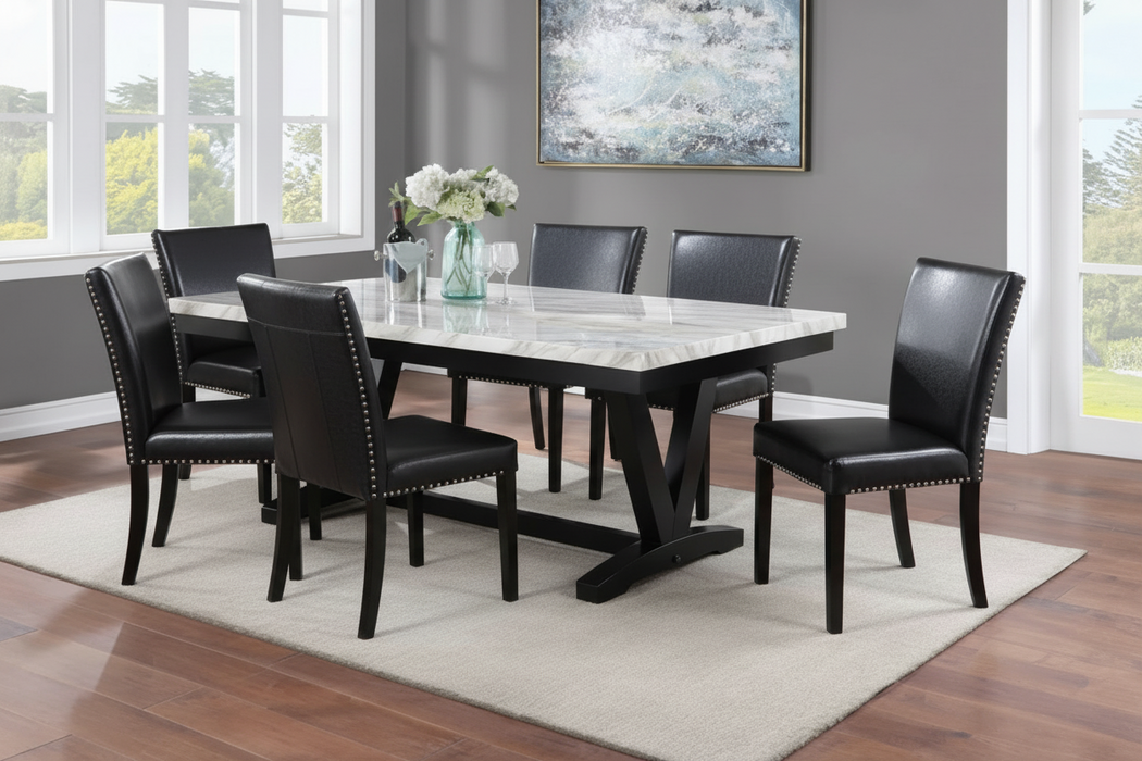 Tanner Black & Faux Marble Dining Sets by Crown Mark