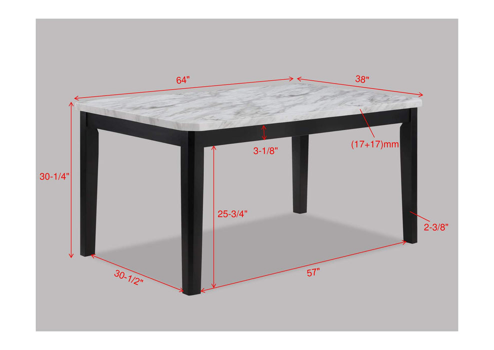 Pascal Faux Marble and Black Dining Table