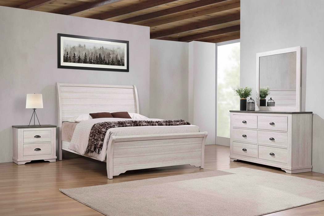 Coralee Chalk Sleigh Bedroom Suites