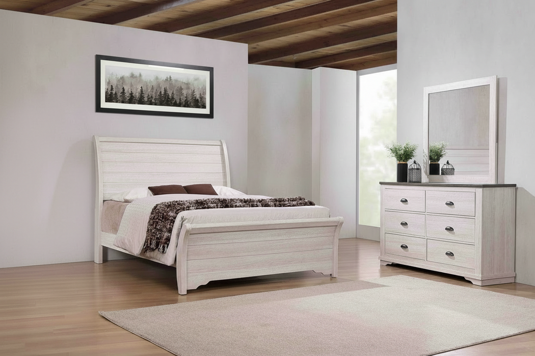 Coralee Chalk Sleigh Bedroom Suites