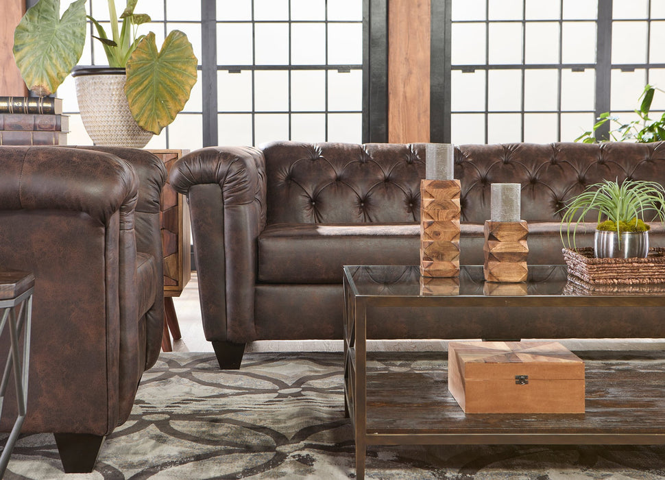 Ridgeline Brownie Chesterfield Sofa & Loveseat Set