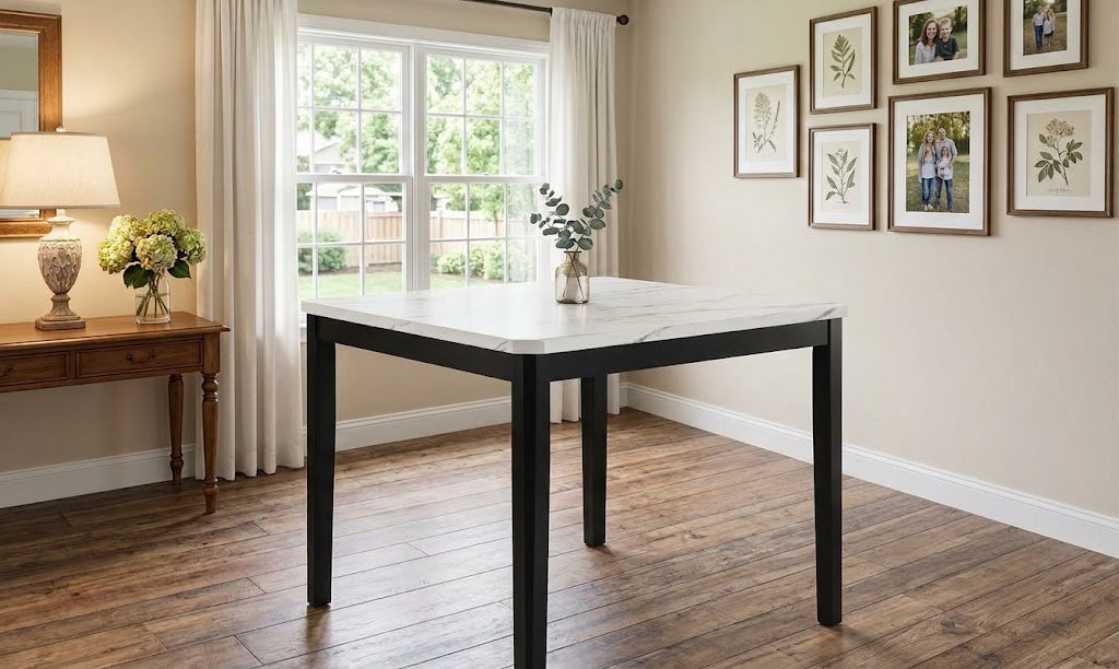 Pascal Faux Marble and Black Counter Height Dining Table