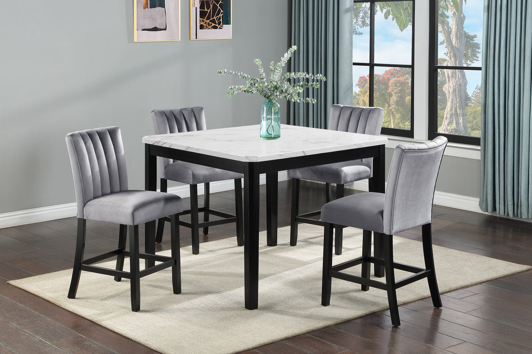 Pascal Faux Marble and Black Counter Height Dining Table
