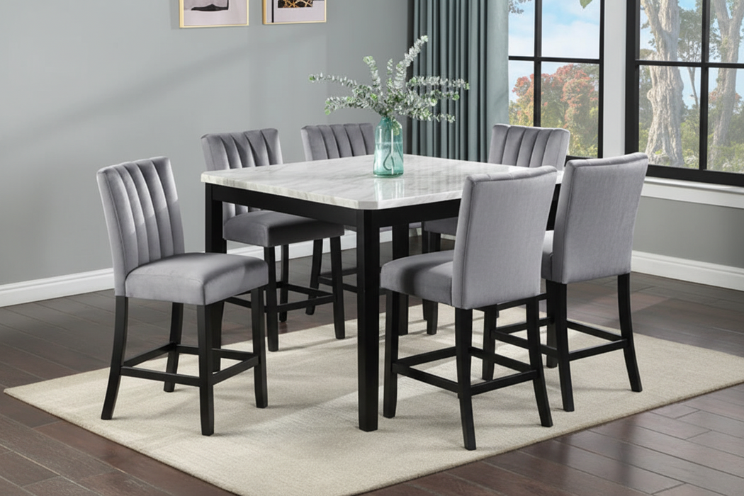 Pascal Black & White Faux Marble Counter Height Dining Sets