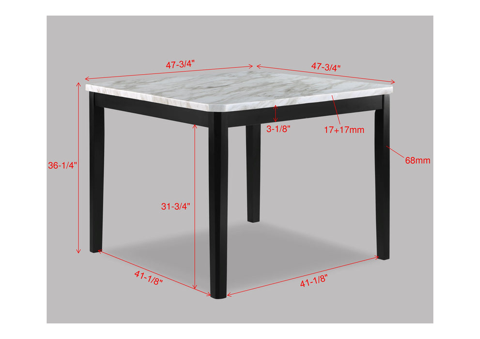 Pascal Faux Marble and Black Counter Height Dining Table