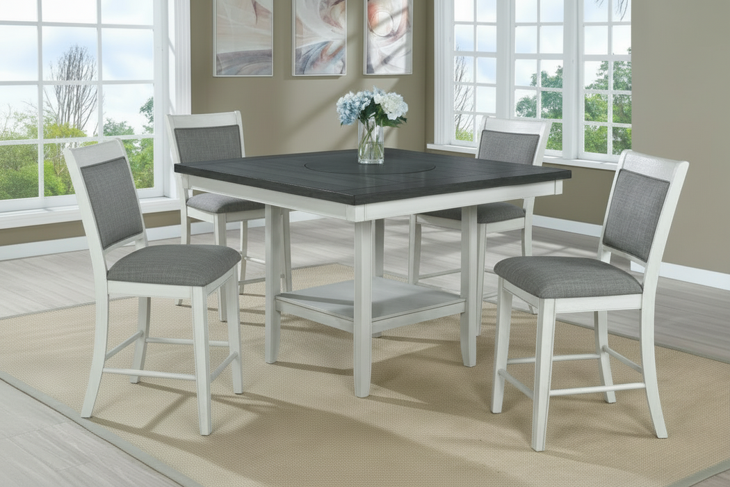 Fulton Counter Height Dining Sets - Chalk White & Grey