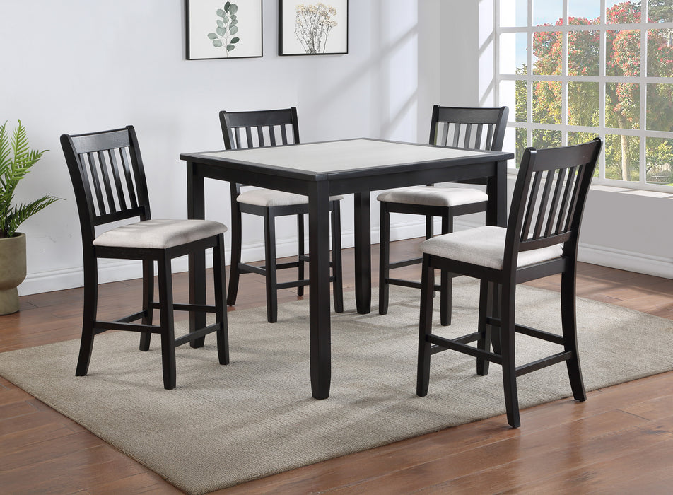 Salvador - 5 Piece Counter Height Set - Charcoal / White