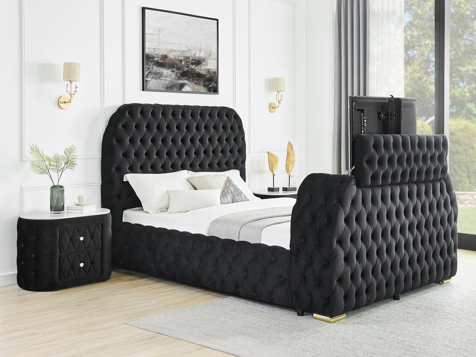 Natalia - King Upholstered Bed With Decking Board Set - Black