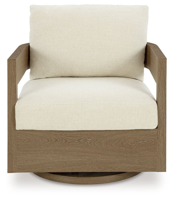 Serene Bay - Swivel Glider Chair With Cushion - Dark Brown / White