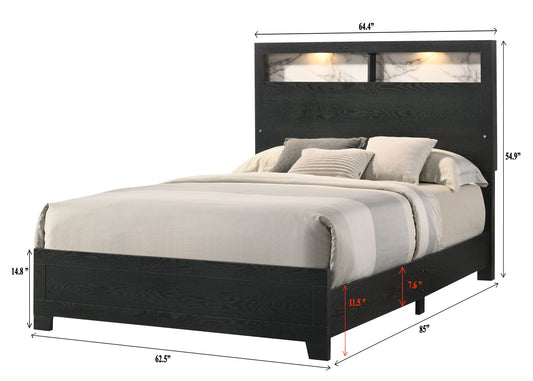 Cadence - Queen Bed In One Box With Shelves - Black