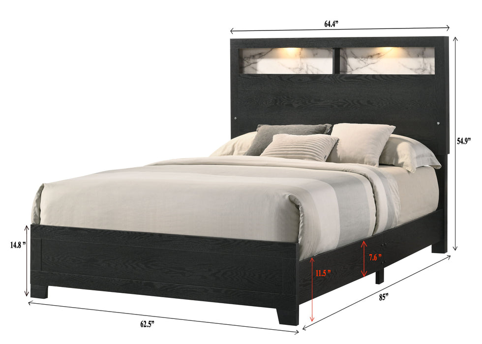 Cadence - Queen Bed In One Box With Shelves - Black