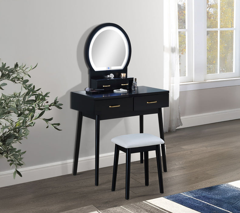 Cecilia - Vanity Table & Stool - Black