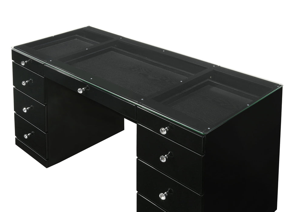 Avery - Vanity Desk With Glass Top - Black