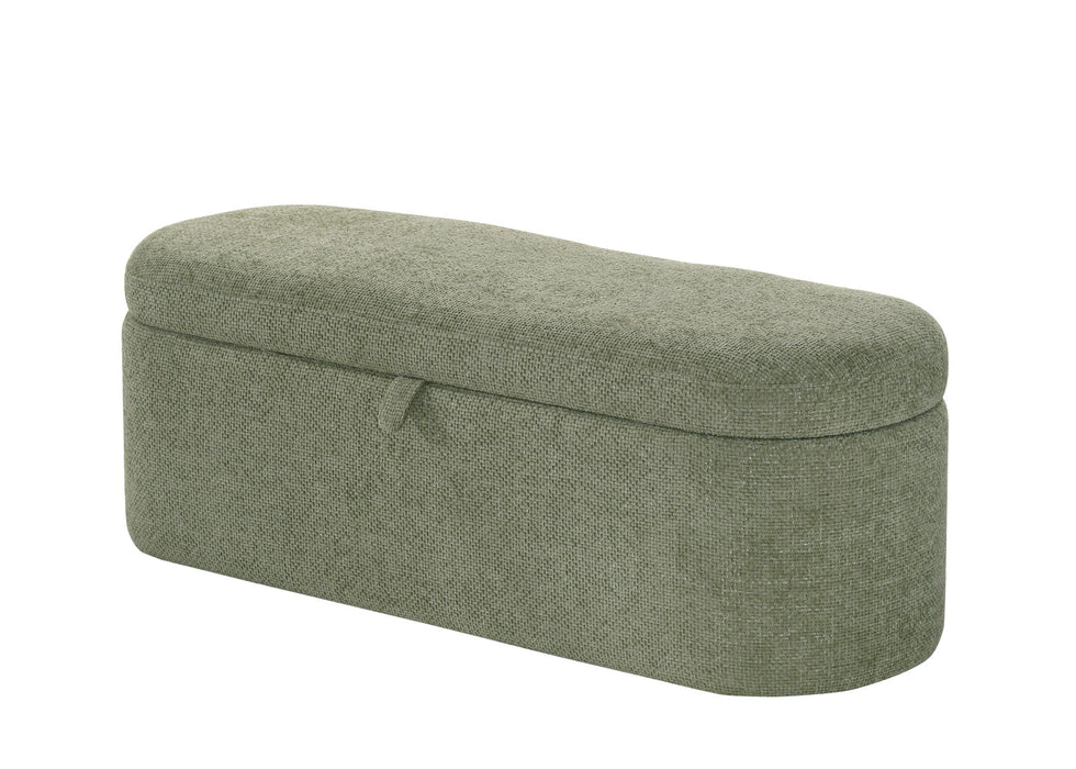 Philipa - Storage Bench - Light Green Tweed
