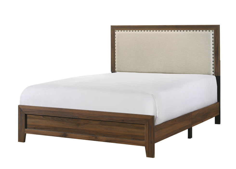 Millie - King Upholstery Bed In One Box - Brown Cherry