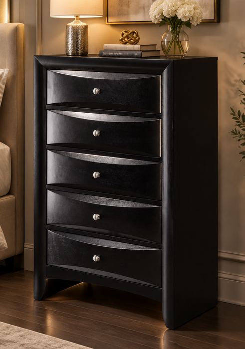 Emily Drawer Chest In Black or Dark Cherry