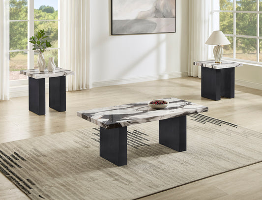 Vega 3Pc Faux Marble Coffee Table Set